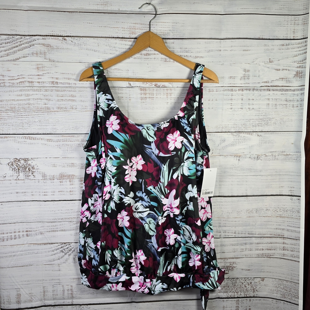 NWT Fullfitall Tropical Floral Swim Top Size 22 Plus‎ Size Tankini